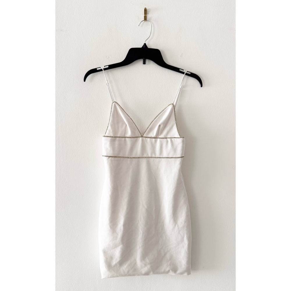 MESHKI Iyana Diamante Crystal Rhinestone White Mini Dress Size XS - Picture 3 of 8